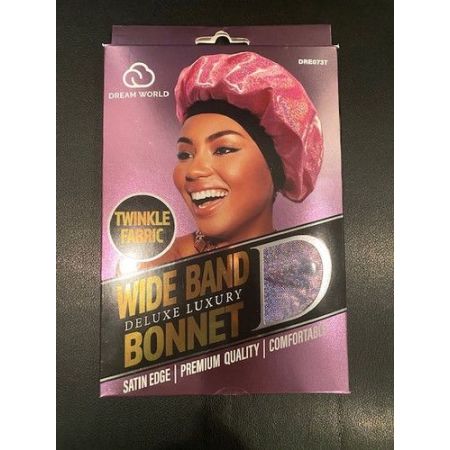 Dream World Twinkle Fabric Wide Band Deluxe Luxury Bonnet - Assorted DRE073T